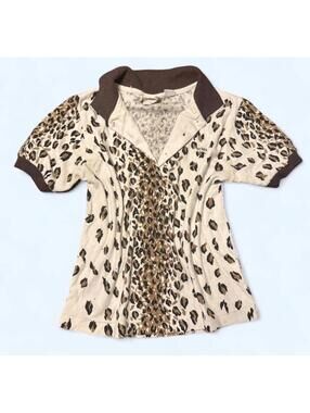 Y2k Leopard Print Polo Size S
